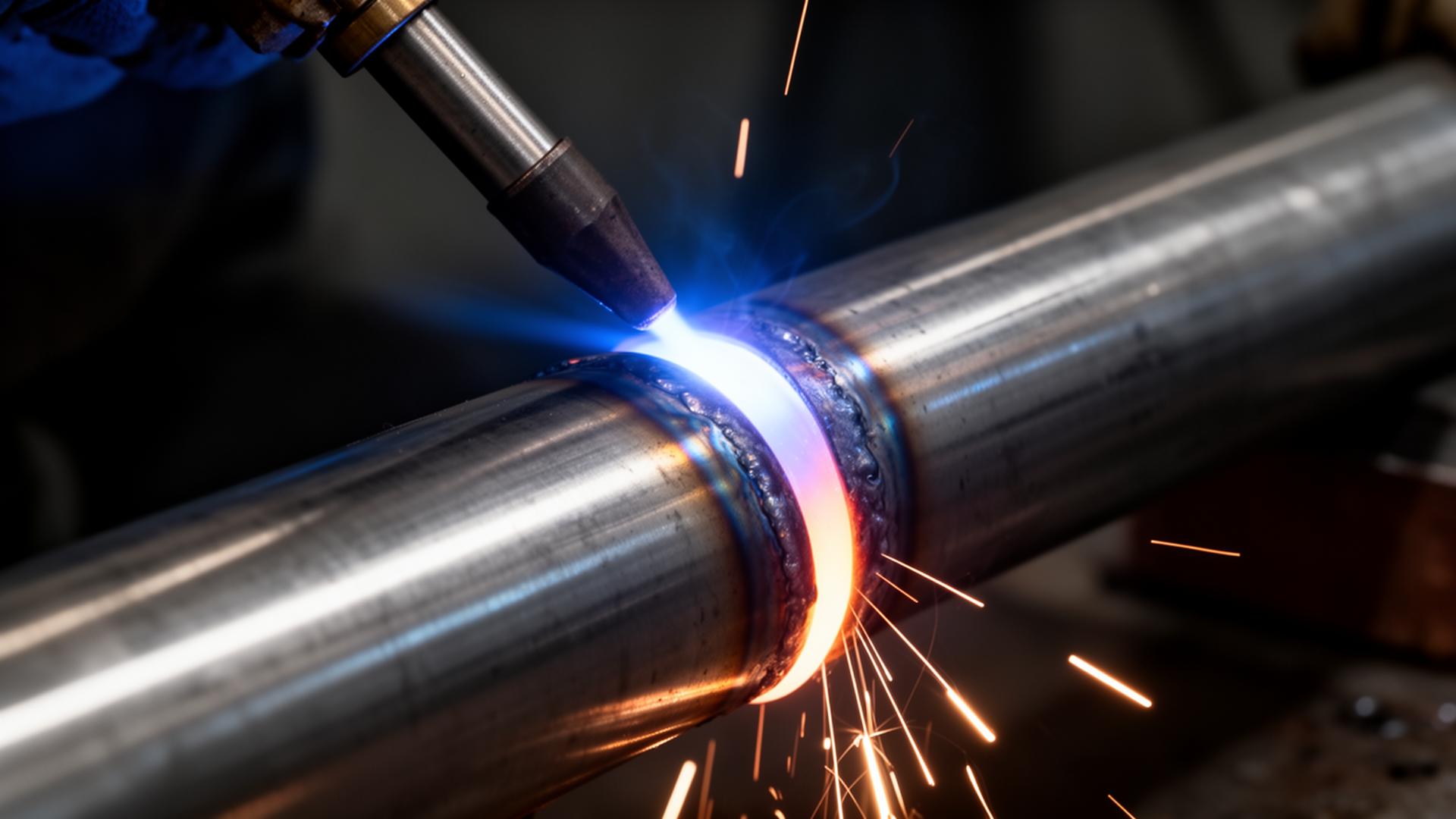 TIG welding of stainless steel pipe joint